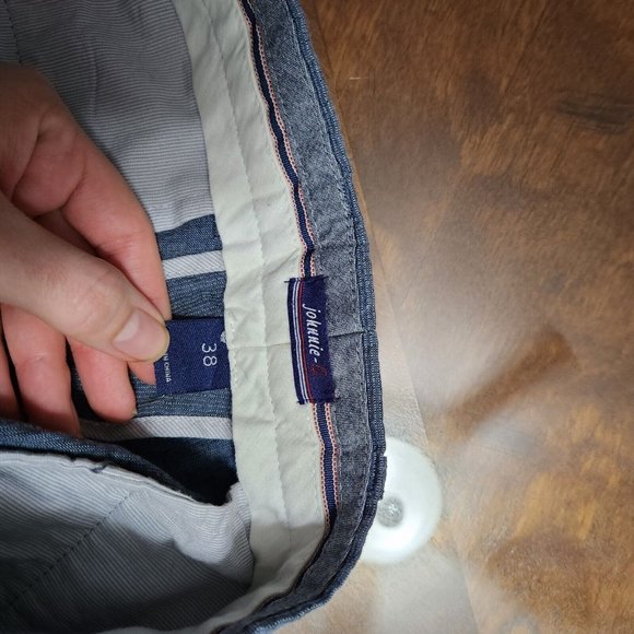 Johnnie O Shorts Mens 38 Blue Linen Cotton Blend Chino Golf Lightweight Gorpcore - Picture 9 of 11